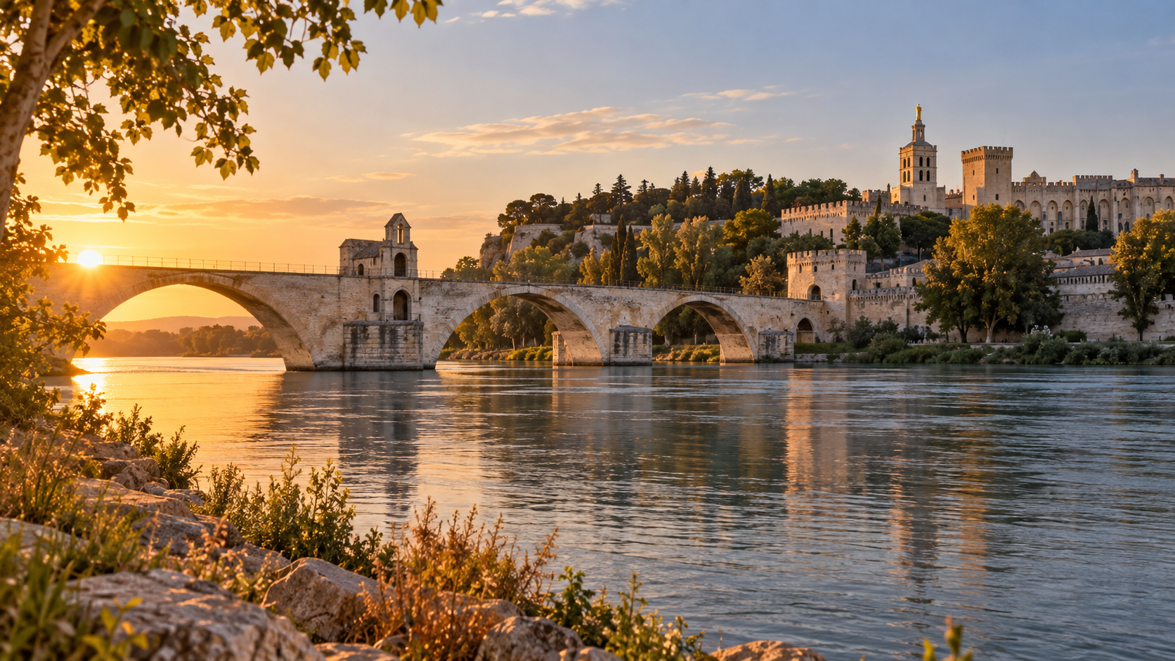 Le pont d'Avignon sur le Rhône